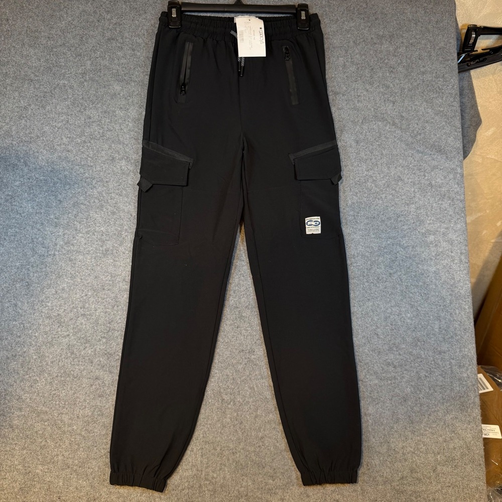 Sovereign Code Boys Black Cargo Jogger Pants Tech Utility Pockets Size 14/16